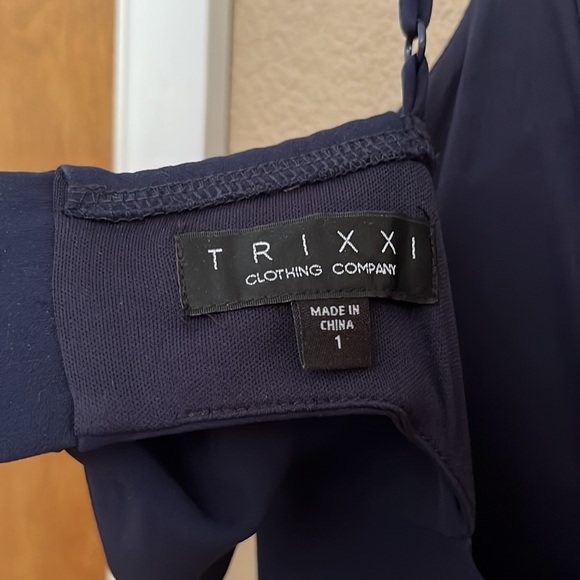 Navy Blue Embroidered Floral Trixxi Prom Dress - Picture 6 of 6